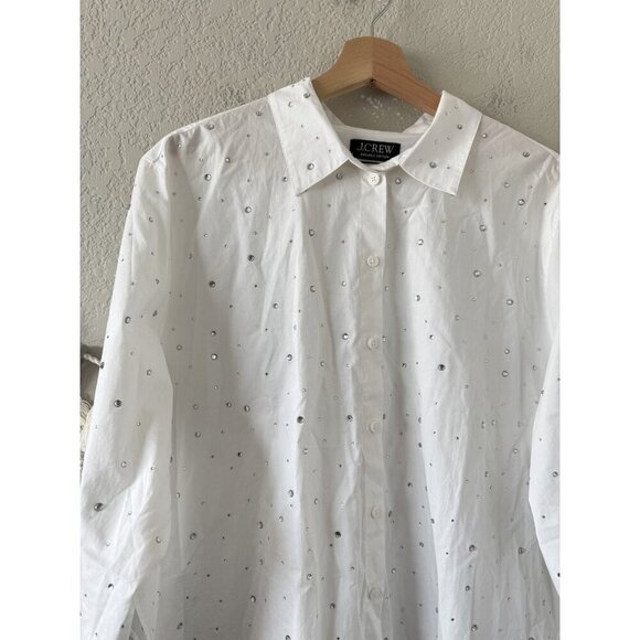 J. crew Cropped Garcon Button Up With Crystals Organic Cotton Glam Careerwear 16 - Picture 5 of 10